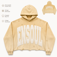 Maßgefertigter Herren-Pullover mit Applikation und Stickerei & Hoodie OEM Streetwear Schwergewicht Übergroß Distressed Crop Loose Herbstmode