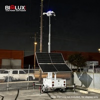 Remorque de surveillance mobile BIGLUX avec 2 panneaux solaires 600W, batterie 9600Wh, mât télescopique de 9m, système de caméra de sécurité