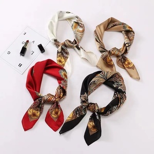 <strong>Plaid</strong> Silk Square Scarf Women Satin Shawl Wrap Hijab Female Hair Band Bag Wrist Luxury Headscarf 70*70cm Echarpe 2022 <strong>Bandana</strong> - Product Image 4