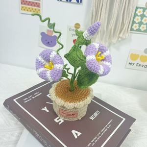 2025 Crochet Morning Glory Plante En Pot Clématite <span class=keywords><strong>Chiffonnier</strong></span> Fleur Crochet En Pot Fleur Maison Voiture Décoration Fête Des Mères Cadeau - Product Image 4