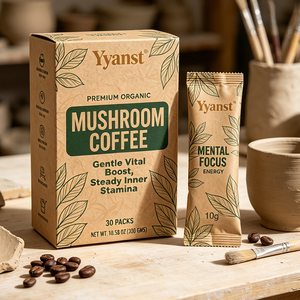 กาแฟเห็ดออร์แกนิคพรีเมียม สูตรเฉพาะสำหรับแบรนด์ส่วนตัว (OEM) ช่วยเพิ่มพลัง บำรุงสมอง เสริมภูมิคุ้มกัน 10 กรัม*30 ซอง - Product Image 2