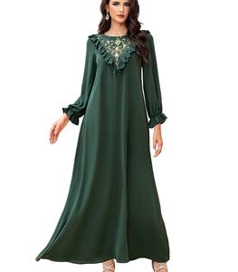 Vestido de noche de lujo para mujer, mangas acampanadas, <span class=keywords><strong>lentejuelas</strong></span> con cuentas, vestido largo modesto, informal, bordado, cintura suelta para mujeres árabes - Product Image 1