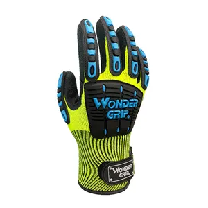 Gants de travail WG-501AV anti-impact gants de travail en caoutchouc nitrile polyester jaune fluorescent