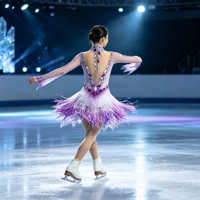Costume de patinage artistique à franges dégradé violet et blanc, col montant, dos ouvert, strass, manches longues, pour adultes et enfants, compétition de danse sur glace