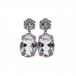 Orecchini pendenti di lusso con cristalli Sill, montatura a griffe in argento, gioielli da festa da donna E493 - Product Image 1