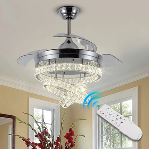 Ventilador de Techo <span class=keywords><strong>con</strong></span> Lámpara de Cristal Retráctil de 6 Velocidades y 42 Pulgadas, <span class=keywords><strong>con</strong></span> <span class=keywords><strong>Control</strong></span> <span class=keywords><strong>Remoto</strong></span>, 220v, de Zeal Lighting - Product Image 2