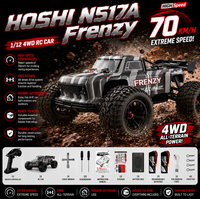 2 batteries HOSHI N517A Frenzy, monster truck télécommandé 4x4 brushless à l'échelle 1/12, vitesse maximale de 70 km/h, voiture RC RTR pour adultes