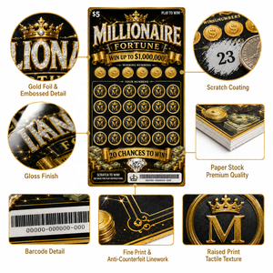 Billet de loterie à gratter personnalisable pour jeu promotionnel, impression sécurisée des données, code-barres, numéro de série, billet de loterie - Product Image 4