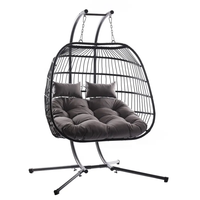 Oeuf suspendu à double siège pour l'intérieur Chaise d'usine en rotin PE Chaise balançoire pour l'extérieur