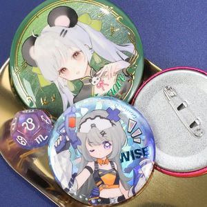 Vograce Pro Fabriek Prijs Ronde Knop Badge Custom Verhoogde Folie Afdrukken Hot Stamping Glitter Holografische Knop Pinnen - Product Image 1