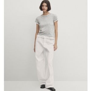 <span class=keywords><strong>T</strong></span>-<span class=keywords><strong>shirt</strong></span> à manches courtes et col rond en lyocell <span class=keywords><strong>gris</strong></span>, style décontracté et simple, coupe ajustée, nouvelle collection 2025 pour femmes MD - Product Image 1