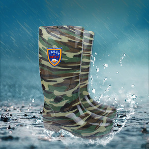 Botas de Lluvia de Goma de Caña Alta con Camuflaje para Hombre, Antideslizantes, de Tacón Bajo y Reforzadas, para Trabajo y Minería, Linyi Shandong - Product Image 1