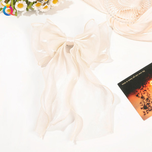 Jepit Rambut Pita Satin Besar Organza Musim Semi, Aksesoris Rambut Elegan, Pita Sutra Panjang untuk Pernikahan, Jepit Rambut Wanita - Product Image 5