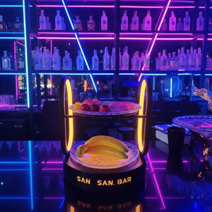 Plateau à fruits rotatif à 2 niveaux avec éclairage LED pour bar et KTV, plateau à collations rechargeable avec logo personnalisé - Product Image 2