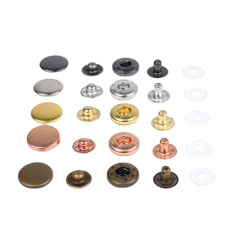 Wholesale Various Sizes Metal Spring Snap Button Press Snaps Fasteners Stud Buttons Rust Proof Silver