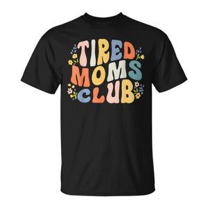 T-shirt da donna del Tired Moms Club, regalo per la festa della mamma, girocollo nero - Product Image 1