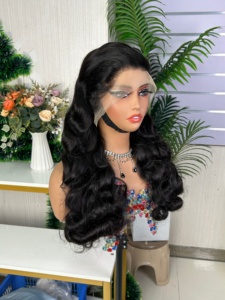 Virgin Indian Loose <b>Body</b> <b>Wave</b> Machine Double Weft Human Hair Extension Natural Black Long Wavy Style - Product Image 1