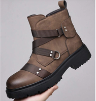 Bottes mi-mollet rétro pour femmes, style motard, semelle en caoutchouc antidérapante, boucle croisée, fermeture éclair, confortables, en cuir PU souple, automne-hiver