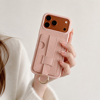 Coque de téléphone motif litchi pour iPhone 18 Pro Max avec dragonne et porte-cartes, compatible avec les coques de téléphone iPhone 17, 16, 15, 14