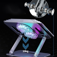 Support d'ordinateur portable OEM RGB avec refroidissement, réglable, en aluminium, ergonomique, pliable, pour bureau et PC de jeu