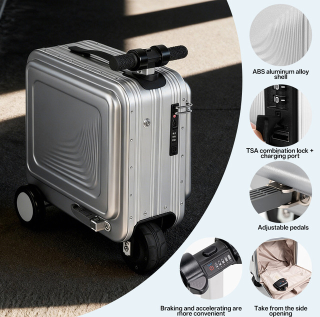 16 Inch Ride on Luggage Smart USB Charging Travel Suitcase