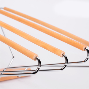 Porte-vêtements pliable en bois de lotus à quatre niveaux pour économiser de l'espace, idéal pour les vêtements et la salle de séjour - Product Image 5