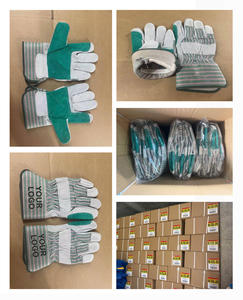 Sıcak satış takviyeli çift Palm İnek bölünmüş deri inşaat güvenliği ağır çalışma kaynak Rigger eldiven - Product Image 2