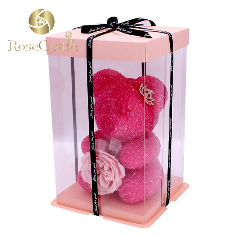 25cm Preserved Teddy rose bear soap Flower rose diamond bear