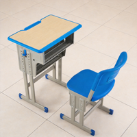 Ensemble de bureau et chaise d'étude pour enfants en métal moderne avec tiroir de rangement et crochet pour bouteille d'eau, hauteur réglable, mobilier scolaire ergonomique