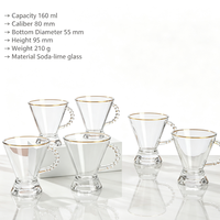 Ensemble de verres à poignée avec finition brillante polie, vaisselle multi-personnes pour les réunions à la maison, ensemble de verres à jus