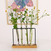 Station de propagation de plantes moderne et écologique, sculptée à la main, avec terrarium en tubes à essai, vases et support en verre pour bourgeons, pour table de jardin