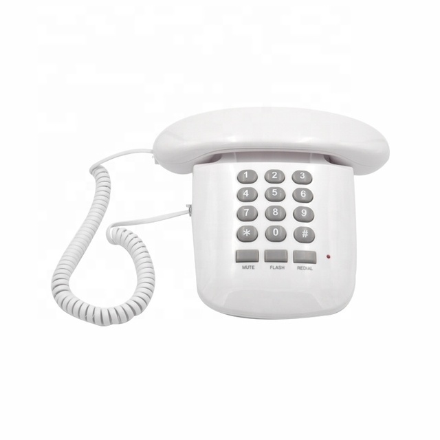 Single Line Corded Retro Telephone with Basic Dial Button Numbers and Old Fashioned Corded Telephone With Redial Function