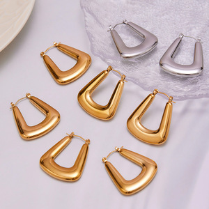 Pendientes Colgantes en Forma de U de Acero Inoxidable, Pendientes de Aro Geométricos Vintage en Oro para <span class=keywords><strong>Mujer</strong></span>, Joyería Única para Bodas, Fiestas y Uso Diario - Product Image 5