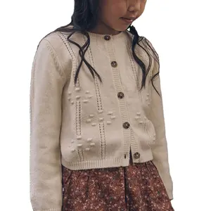 Ivy10098B 2020 neues Design Kinder einfarbige Pullover Strickjacke Jungen Mädchen Strickmuster schlichte Strickjacke