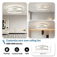 Ventilateur de plafond LED à 5 pales avec double cercle, 400 LED, gradation progressive tricolore, télécommande et contrôle par application, configuration Agi32
