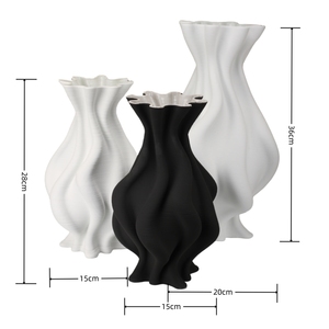 Orchidea astratta a buon mercato irregolare bianco nero 3D <span class=keywords><strong>vasi</strong></span> in <span class=keywords><strong>ceramica</strong></span> stampati - Product Image 3