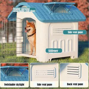 Caisse pour chien en forme de dessin animé mignon maison pour animaux de compagnie en plein air avec bouches d'aération et <span class=keywords><strong>cage</strong></span> pour chien chaude au sol surélevée - Product Image 3