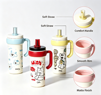 Nouveaux produits : Gobelets isothermes en acier inoxydable à motif de dessin animé avec poignée et paille pour enfants et filles – Coffret cadeau