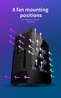 Casing PC Gaming SNOWMAN Factory Support Custom logo dengan Panel Mesh Kaca Temper ATX Tower PC Case dengan Bingkai Hitam untuk Gamer