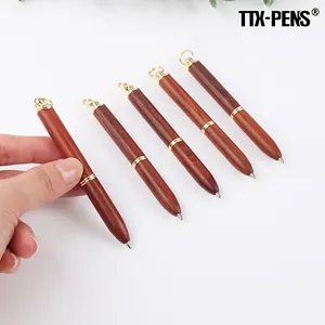 TTX Luxury Metal Mini personalizza la penna con Logo inciso con penna a sfera corta in legno con inchiostro Gel con Logo personalizzato