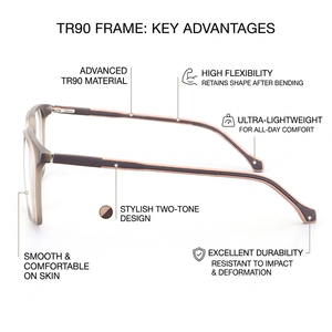 Montature Ottiche TR90 Leggere e Alla Moda, Aste Flessibili, Occhiali da Vista Quadrati per Uomo, Montature Alla Moda - Product Image 2