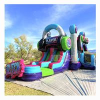 Toboggan aquatique gonflable combiné avec piscine à éclaboussures, château gonflable, maison de saut pour l'été dans la cour