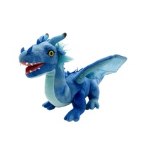 Peluche Dragon Bleu Réaliste en Gros, Jouet en Peluche Personnalisable avec Logo, Poupée Dragon Fantastique pour Souvenir de Parc d'Attractions, Fourniture en Vrac