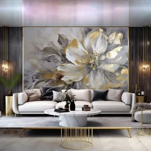 Hiện đại 3D ba chiều vàng lá hoa nghệ thuật TV nền tường hình nền phòng khách sofa bức tranh tường phòng ngủ bao gồm