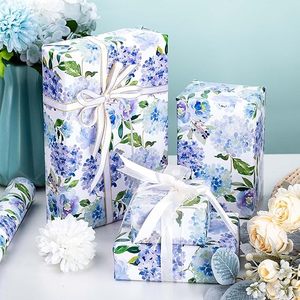 Papel de embalaje de cobre con estampado de hortensias moradas originales para el Día de la Madre y bodas - Product Image 1