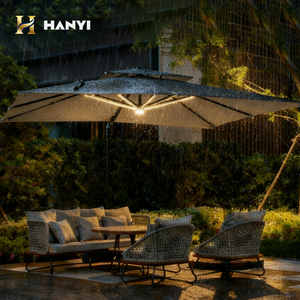 Sombrilla Moderna Cuadrada de 9X12 Pies con Luz LED, Impermeable y Anti-UV, Parasol Exterior en Cantilever - Product Image 1