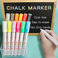 Marqueurs multicolores effaçables pour tableau blanc, vitrine ou fenêtre – Lot de 12 marqueurs à craie liquide