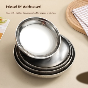 Assiette Ronde en Acier Inoxydable 304 Poli Miroir, Plateau de Service pour Pizza, Cuisine Domestique, Camping, Barbecue, Décoration, Organisateur, Plateau de Rangement - Product Image 1
