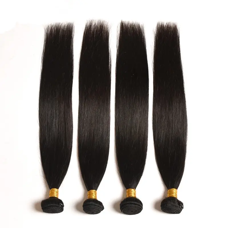 Fasci di capelli lisci brasiliani 3/4 pezzi fasci di capelli umani lisci 10A 8-32 pollici estensioni dei capelli umani Remy per le donne nere