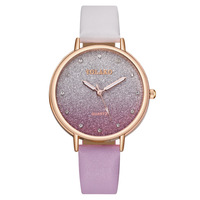 Montre pour femme YOLAKO à bracelet en cuir, mouvement à quartz, tendance, écologique, avec dégradé ciel étoilé, best-seller pour le commerce international